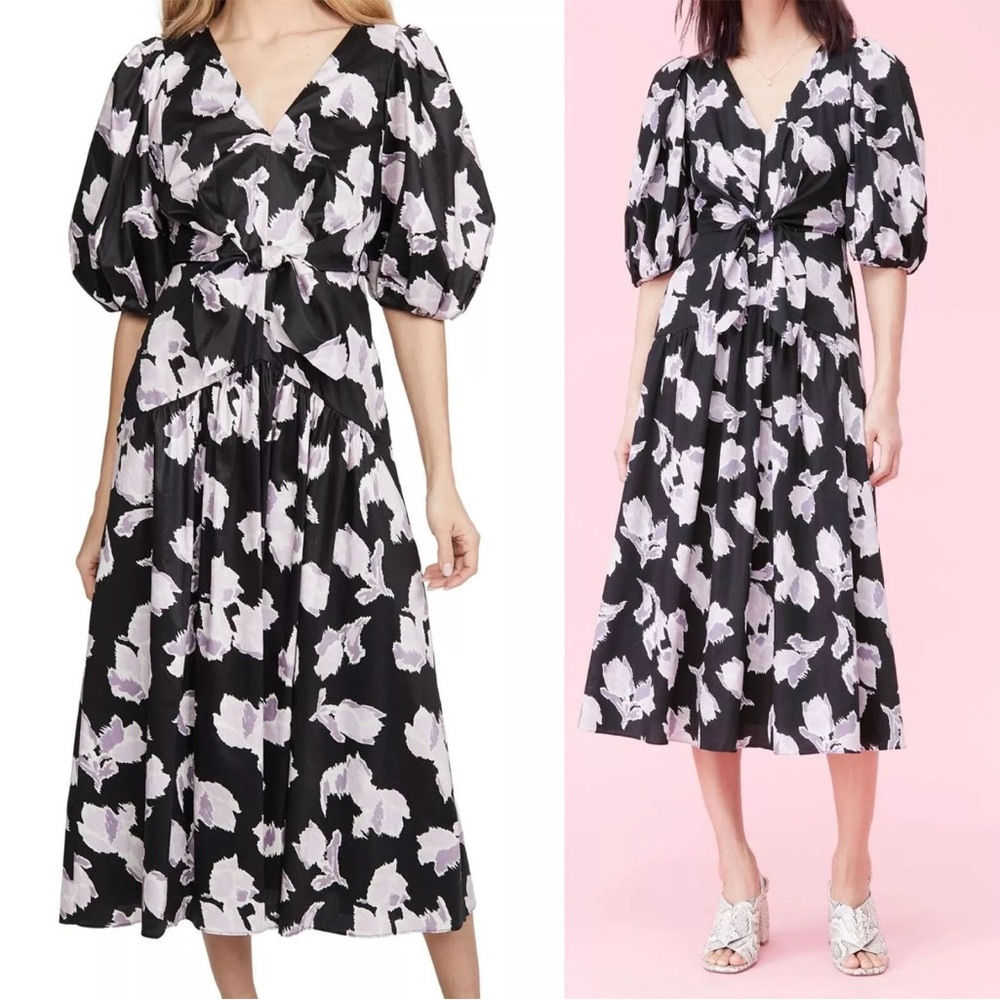 Rebecca Taylor Ikat Tie Front Midi Dress